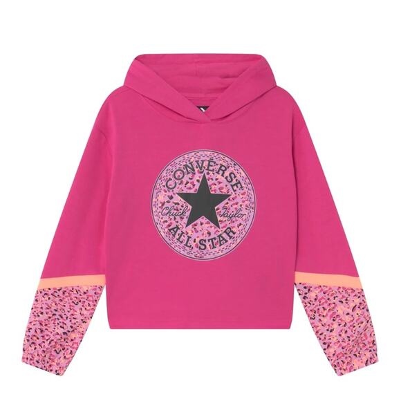 Converse x Clements Twins Girls Pink Color Block Printed Hoodie Size Small - Picture 3 of 14